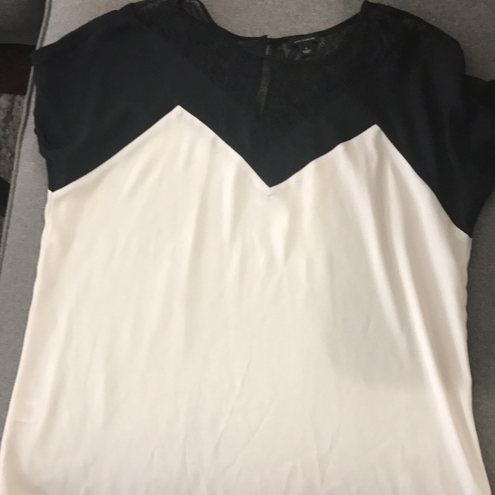 Ann Taylor Black/White and Lace Blouse
